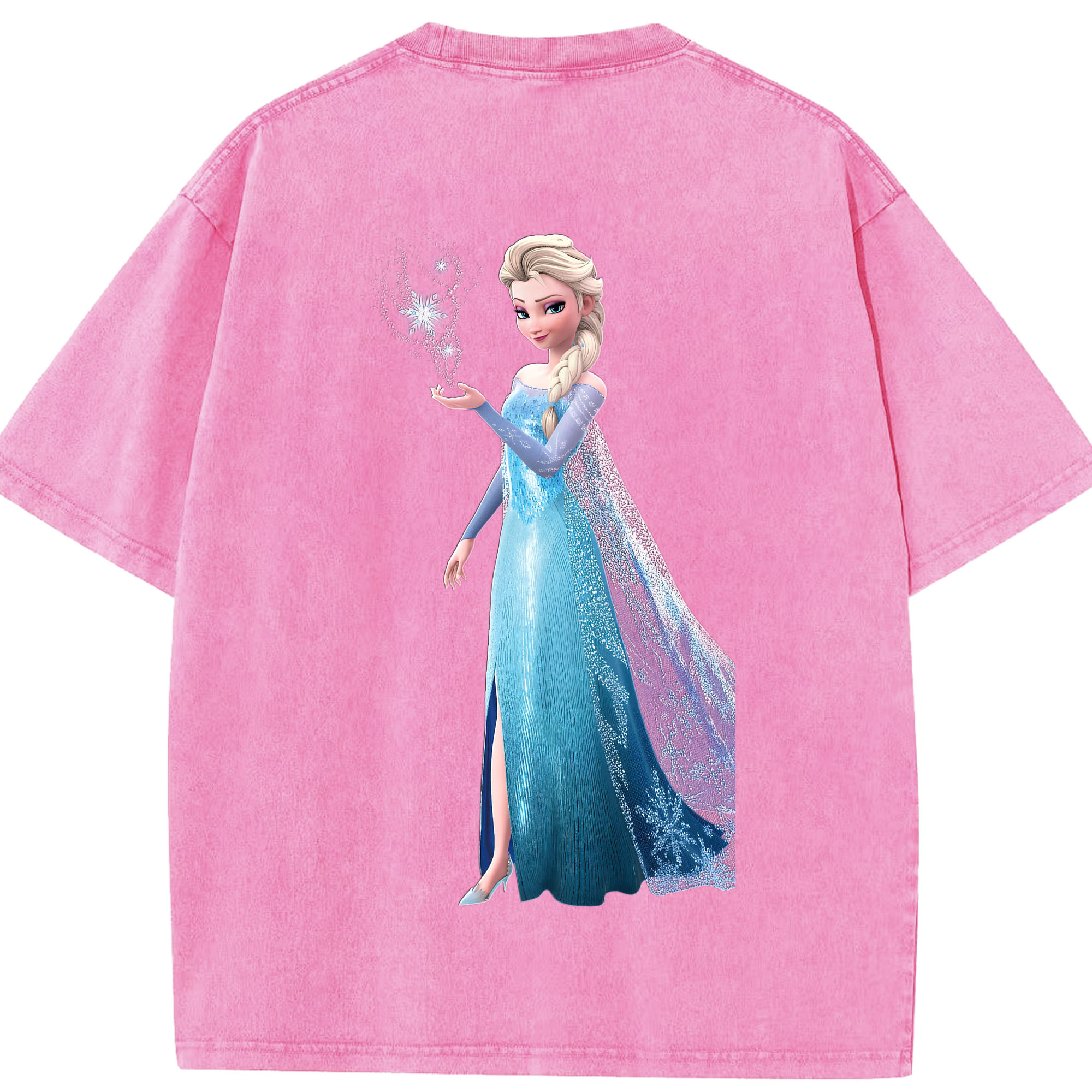 （画像用） アナと雪の女王 アンナ エルサ Frozen Anna Elsa 綿100% ヴィンテージ風 半袖Tシャツ（背面プリント）